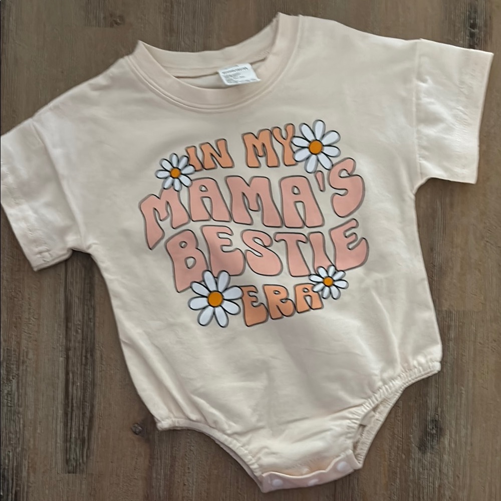 Cream Baby Onesie with Floral Print